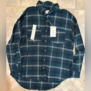 Universal Thread Women's Teal Plaid Button Down Shirt